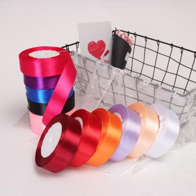 China Luster Wholesale 2cm Single Satin Ribbon Gift Wrapping Decor Bowknot Fabric Gift Ribbon For Cake Decoration for sale