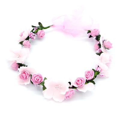 China 2020 New Design Romantic Flower Floral Headband Headband Crown For Bride Wedding Hair Braids Party Headband for sale