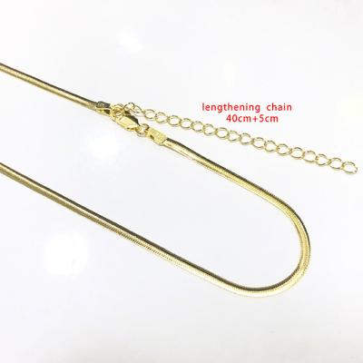 China Trendy 925 Sterling Silver Necklace Gold Plated Flat Snake Link Chain With Lobster Clasp Thick Blade Chain Necklace for sale