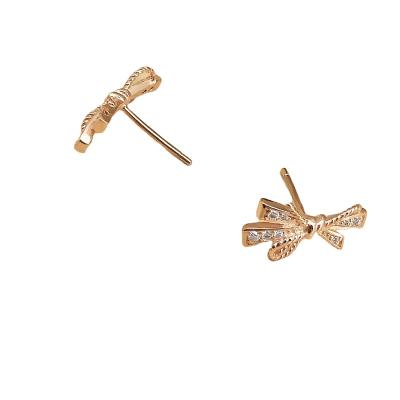 China Cute Wholesale 925 Sterling Silver Jewellery Sweet Cute Bow Cubic Zirconia Studs Earrings for Women for sale