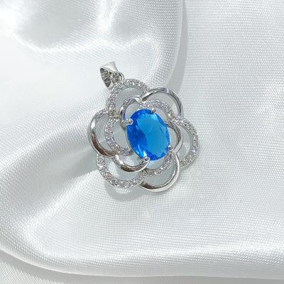 China Vintage Fashion s925 Silver High Quality Flower Zirconia Stone Pendants  Single Flower Jewelry Pendants Designer for Women for sale