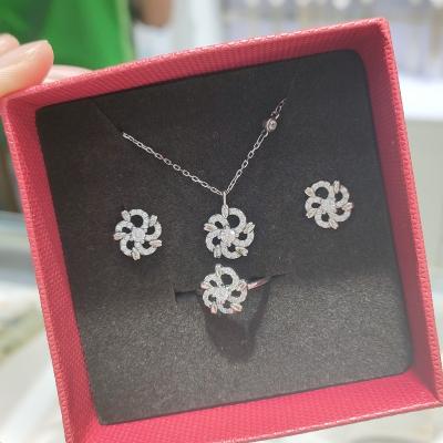 China Vintage Silver Fashion Flower star heart Necklace Earrings 3 Piece Set  Jewelry Set Women Gift Sun simple style for sale