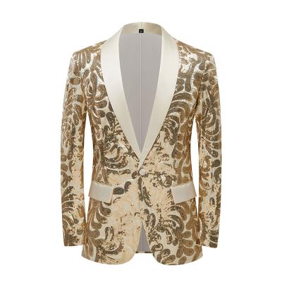 China Anti-wrinkle Hg Men's Gold Sequin Blazer Slim Fit Performance Nightclub DJ Singer Shiny Blazer for sale