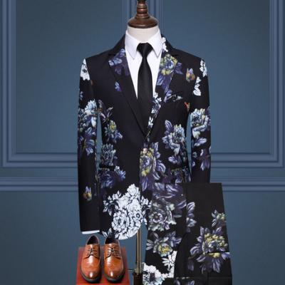 China Hg 2022 Anti-Wrinkle Mens Floral Suits 2 Piece Blazer Pants Set Wedding Party Formal Business Printing Mens Suit For Men for sale