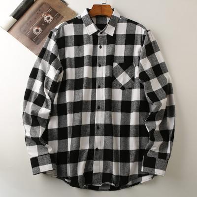 China Custom Wholesale Anti-Shrink Clothing Casual Wear Long Sleeve Pocket Plaid Breathable Plaid Shirts For Men for sale