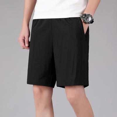 China New Hg Men's Breathable Beach Pants Solid Color Large Size Casual Five-point Pants Outdoor Sports Black Shorts for sale