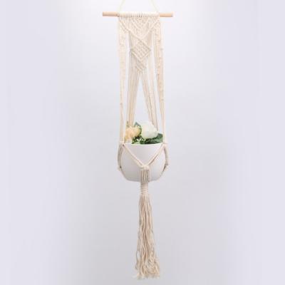 China Cotton Macrame Shabby Chic Handmade Hanger Plant Hanger Indoor and Outdoor Home Decoration# for sale