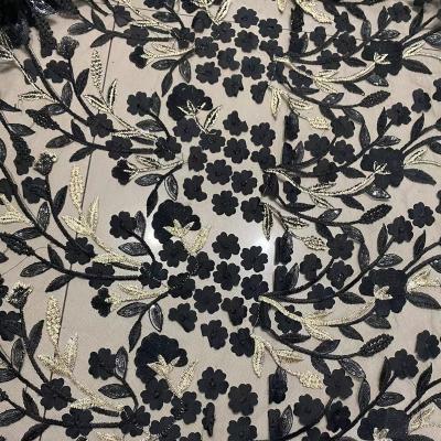 China Breathable Stock French Chantilly Dress Fabric Embroidered for sale