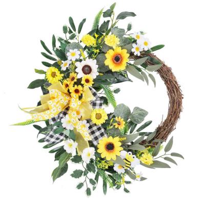 China Promotion Christmas Gift Hg Garland Decorate Christmas Tree Decorations Sunflower Door Hanging Cane Christmas Floral Hoop for sale