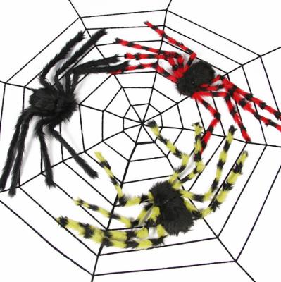 China Wholesale Promotion Christmas Gift Halloween Hg Tower Spider,Decorative Party Props Spiders,Party Tower Simulation Plush With Net for sale