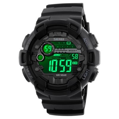 China Hot Sales Customized Logo PU Branding Strap SKMEI 1243 Water Resistant Military Watches Men Wrist Multifunctional Digital Wrist Watch for sale