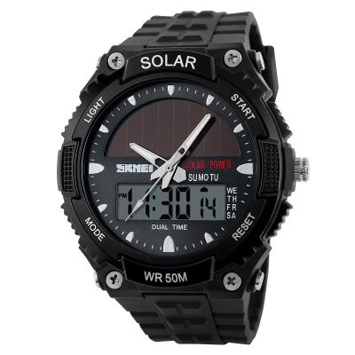 China SKMEI 1049 Brand Men's Solar Powered Alarm Sports Watches Multifunction Digital Military Quartz Fashion Watch LED Wristwatches for sale