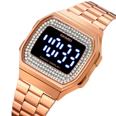 China Alarm Top Brand SKMEI LED 1807 Watches Stainless Steel Watch Calendar Digital Led Clock Light Electronic Ladies Dress Wristwatches for sale