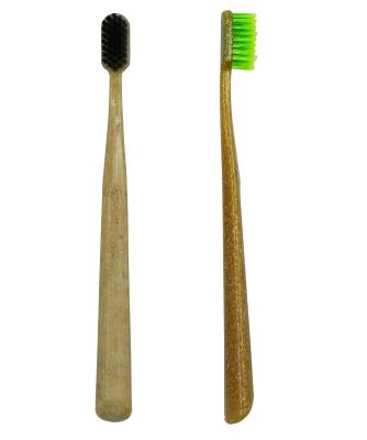 China Eco Friendly Biodegradable Waste Wood Handle Tapered Green Tea Bristle Toothbrush for sale