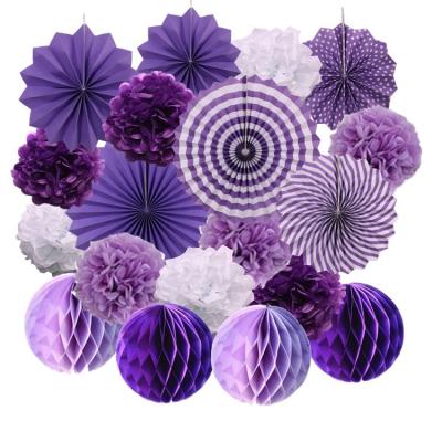 China Tissue Paper Factory Customized Purple Wall Hanging Decorations For Birthday Party Decorations Set for sale