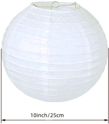 China Cheap 10inch 5pcs/set white paper paper lanterns for hanging ball paper lanterns for wedding party boirthday decoration for sale