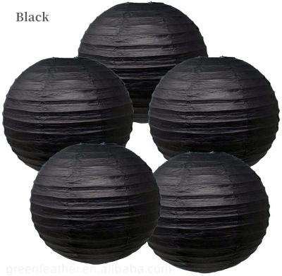 China Wholesale Price 10inch Paper Lantern 5pcs/set Japanese White Black Paper Lantern For Party Hanging Decorations for sale