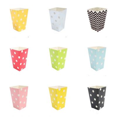 China Wholesale Recycled Paper Polka Dot Stripe Chevron Ripple Party Supplies Container Sizes 5*7*11.5cm Popcorn Boxes Materials 12pcs/set Popcorn Boxes for sale