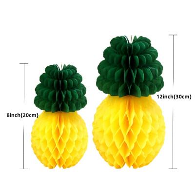 China Wholesale Tissue Paper Fruit Decorations Pineapple Tissue Paper Honeycomb Ball For Hawaii Summer Party Decoration for sale