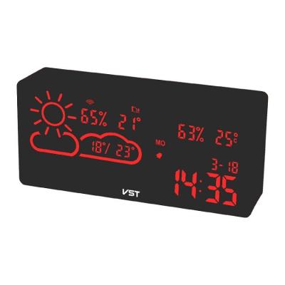 China Class LED Wifi Duration Digital Synchronized Weather Station Animated Scheduled Table Clock for sale