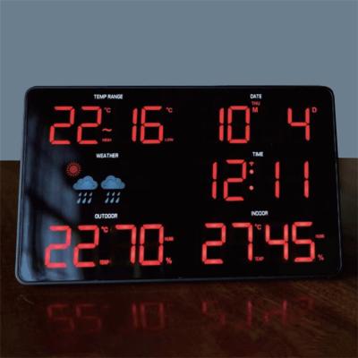 China Class LED digital wifi connection time weather station animated forecast wall clock for sale