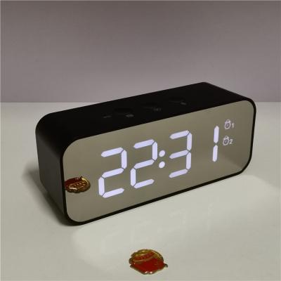 China LUMINOVA Musical Alarm Recordable Sound LED Digital Clock With Mirror Panel for sale