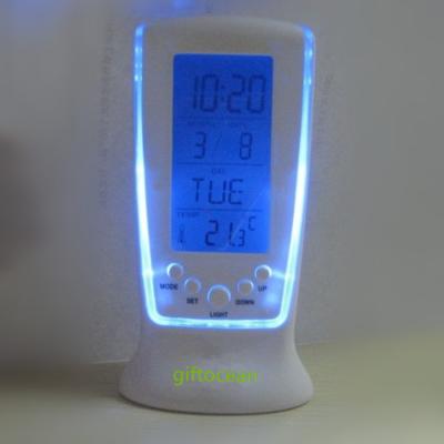 China Business gift blue back light digitals alarm clock with calendar for sale