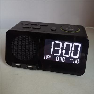 China Dual USB Ports Desktop Charging DiDi Digital Led Radio Dual Sound Alarm And FM Radio Clock for sale