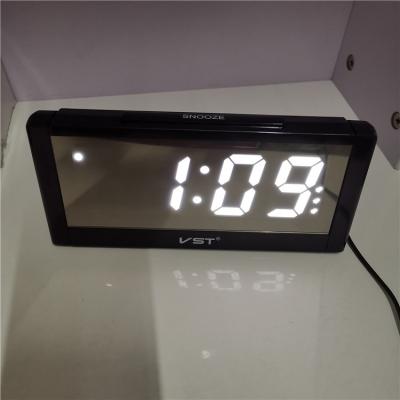 China Digital Multiple Calendars Mirror Panel LED Groups Alarm Clock With Date And Temperature for sale