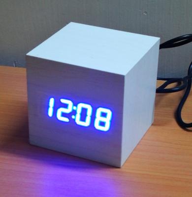 China Competitive Price MDF Calendars Wooden Nixie Coffee LED Digital Alarm Clock for sale