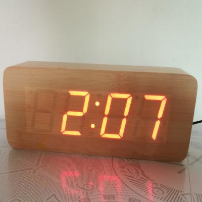 China VST865 Calendars Alternately Show Time, Date and Temperature LED Wooden Clock (W21*H9cm) for sale