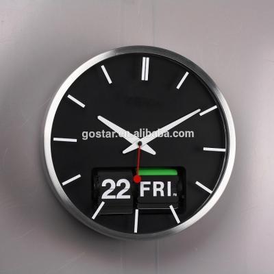 China Sizes Big Size Flip Analog Date Week Day Wall Clock for sale