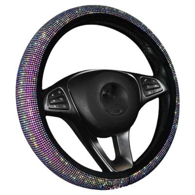 China Diamond New Style Velvet with Bling Diamond 38cm Steering Wheel Cover for sale