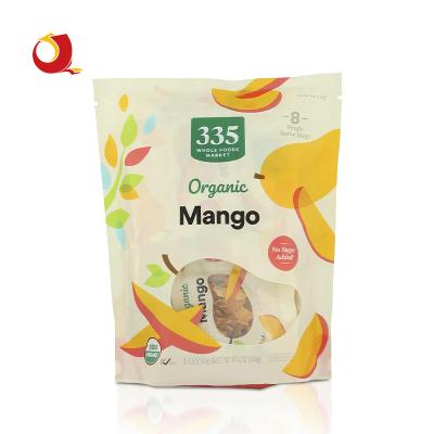 China Wholesale custom printed BIODEGRADABLE logo mango snack food packaging foil dry bags with clear window for sale