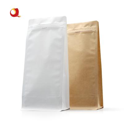 China Eco Friendly Biodegradable Craft Pouch Flat Bottom Soft Packaging Suppliers Brown Kraft Paper Coffee Bag for sale