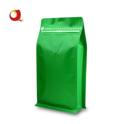 China Custom Reusable Matte Green BIODEGRADABLE No Printing Oil Proof Flat Bottom Aluminum Foil Pouch With Zipper Valve Vacuum Zip Lock Food Bag for sale