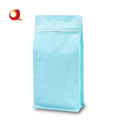 China BIODEGRADABLE Blank No Print Matte Blue Gusset Bag Aluminum Foil Flat Bottom Pack Mylar Edible Storage Food Powder Bags for sale