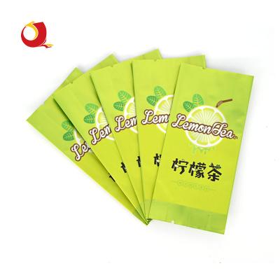 China Recycled Materials Custom Printed Eco Friendly Tea Pouch Medium Back Seal Aluminum Foil Plastic Packaging Bags for sale