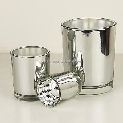 China Home Decoration Factory Plated Round Ball Silver Cup Silver Candle Holder Candle Holder Glass Jar for sale