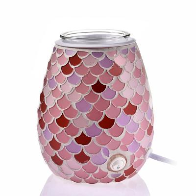 China Home Decoration Pink Fish Mermaid Mosaic Glass Aromatherapy Light Aromatherapy Machine Candle Electric Aroma Spreader for sale