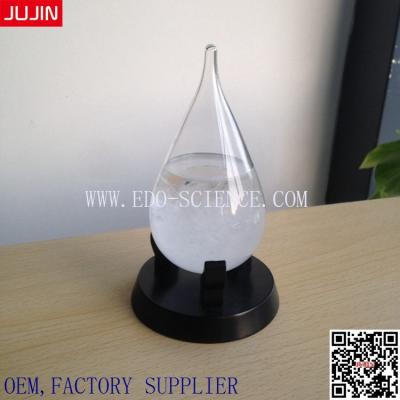 China China Gift Weather Forecast Glass Bottle Teardrop Promotional Wooden Storm Glass Bottle Base for sale