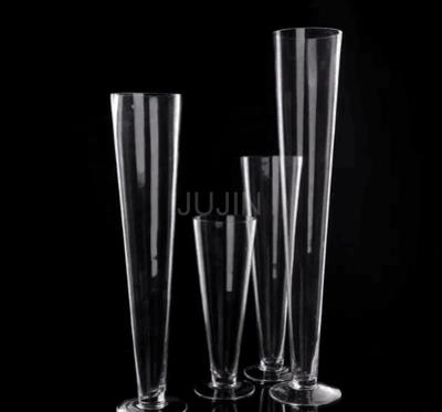 China Minimalist Amazon Hot Best Selling Good Quality Tall Clear Reversible Large Flower Glass Vase For Wedding Centerpiece for sale