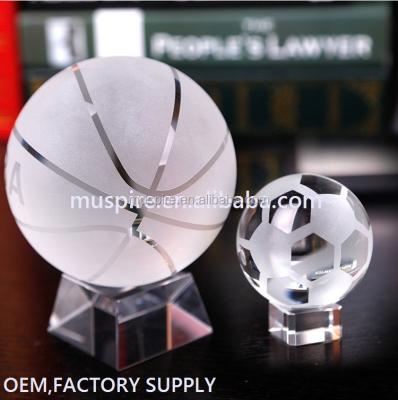 China China Football Crystal Ball LED Crystal Sphere Solid Glass Ball and Globe with Crystal Base for sale