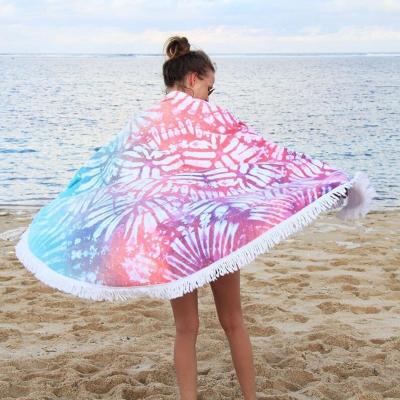 China Comfortable Cotton Round Beach Towel Moisture Proof Custom Beach Towels for sale