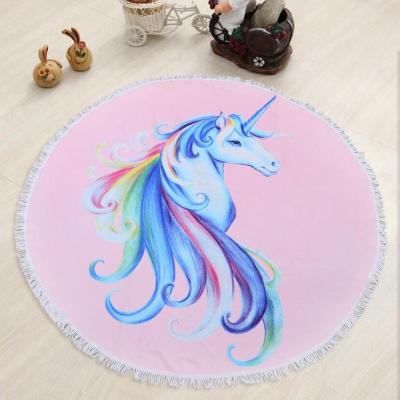 China Customize Microfiber Large Round Beach Towel Soft Touch With Tassels for sale