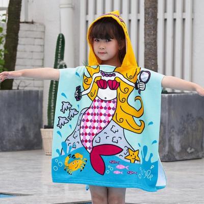 China Microfiber Childrens Hooded Towel Poncho Easy Cleanup Odor Resistant for sale