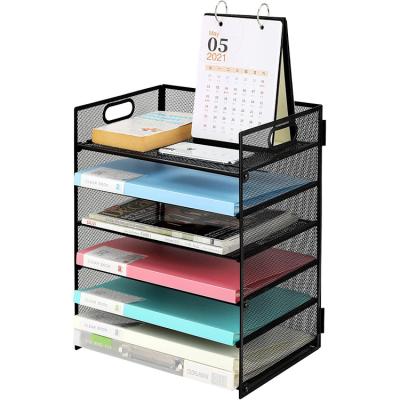 China Simple minimalist multi-layer desktop file storage rack desktop file storage rack with handle can be moved for sale