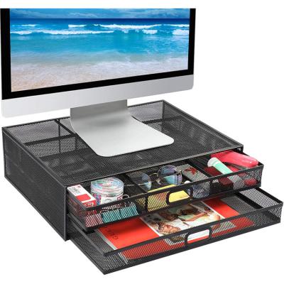 China Multifunctional minimalist desktop storage rack display with double-layer drawers rack the top can support 15kg finishing and organization rack for sale