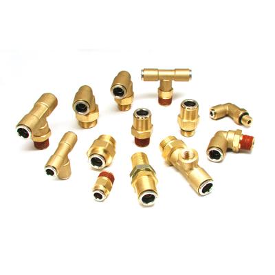 China Pneumatic systems. OEM Size Logo 1/4*1/4 O.D*Nptf Matched Brass Fittings Push Female Connector for sale