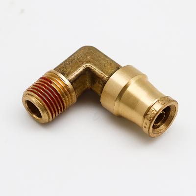 China Air Brake Systems 1/4*3/8 Flattening X MIP Elbow 90 Degree Male Elbow Compression Connector Pneumatic Brass Elbow Fittings for sale